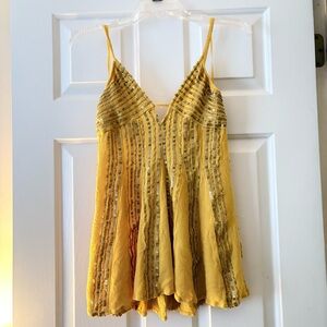 Y2K Yellow Sequin Striped Women's Top